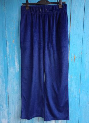 Синие эластичные велюровые штаны с карманами,52-58разм,.daily comfort.2 фото
