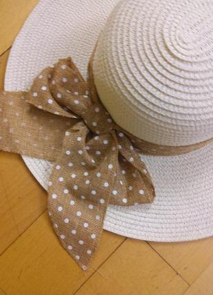 Шляпа из итальянской соломки с бантом объем головы около 56 см