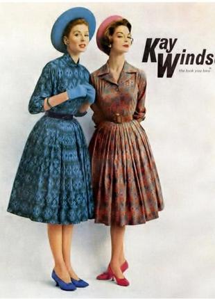Kay windson винтажное платье миди отрезное по талии в крупных цветах р м l 38-403 фото