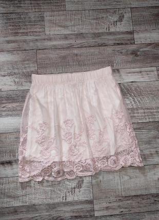 Красивая нежная фатиновая юбка, юбка с цветами1 фото