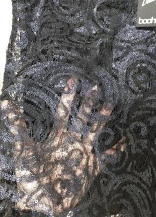 Чёрное платье сарафан из кружева и пайеток6 фото