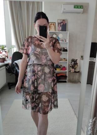 Сукня сітка накидка туніка квітковий принт tu l-xxl