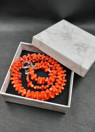 Браслет и серьги из коралла6 фото