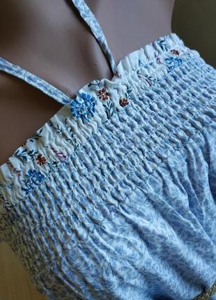 Юбка платье сарафан хлопок голубой резинка на груди завязках s m8 фото
