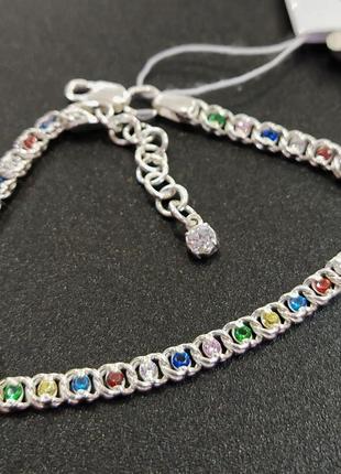 Браслет жіночий з срібла бісмарк арабський з кольоровим камінням арт 7003цв 978597695