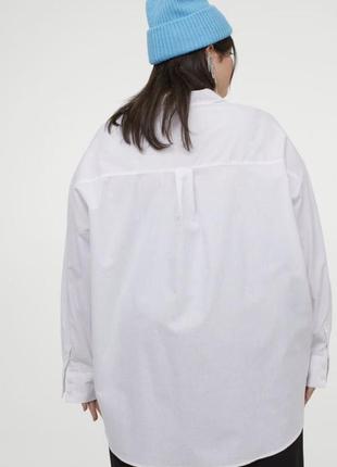 Женская белая рубаха over сайз белого цвета от h&m2 фото