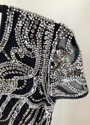 Вечернее платье длинное темно-синее платье в пол макси вечерний в пайетках блестяще...