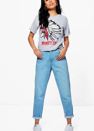 Джинсы с высокой посадкой  мом boohoo