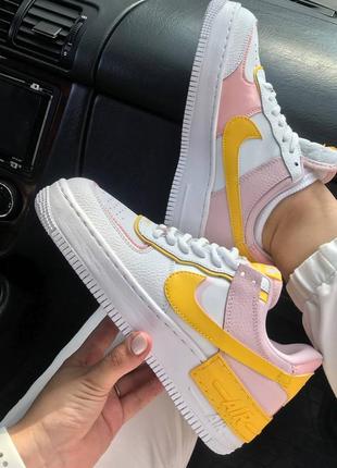 Кроссовки найк женские форсы аир форс кеды обувь взуття nike air force shadow yellow3 фото