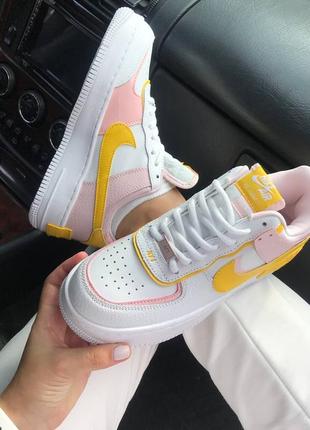 Кроссовки найк женские форсы аир форс кеды обувь взуття nike air force shadow yellow4 фото