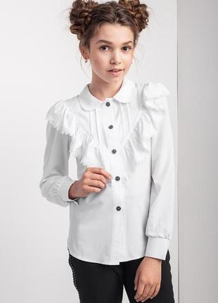 Шкільна форма, біла блузка з воланами діва12001