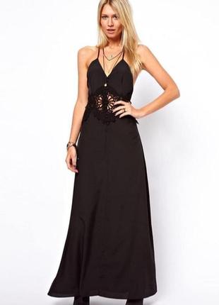Чёрное вечернее нарядное платье макси длинное от asos
