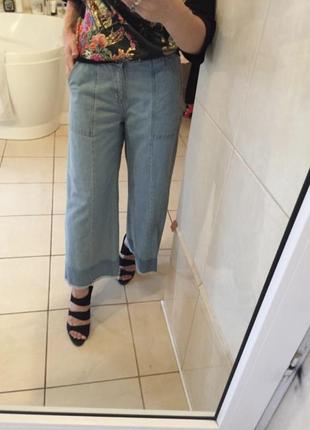 Шикарные широкие джинсы кюлоты10 фото