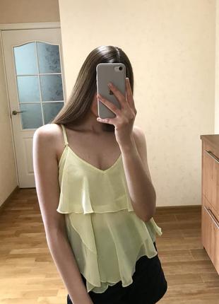 Лимонная блуза майка на шлейках