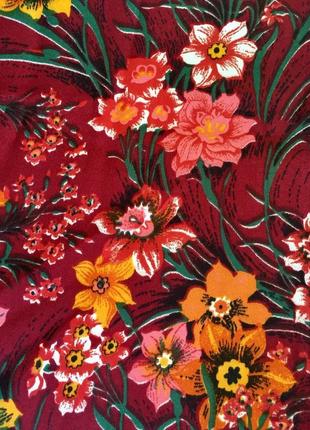 Лоскуты ткани искусственного шелка  в цветы времен ссср для рукоделия3 фото