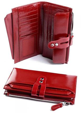 Кожаный кошелек темно красный