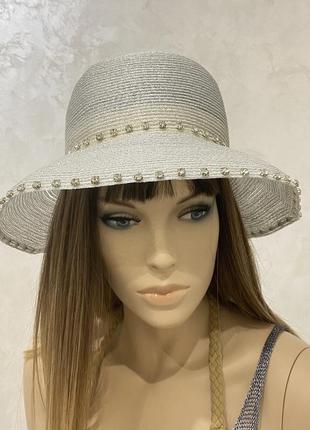 Женская пляжная шляпа, шляпка с камнями, жіночий пляжний капелюх, капелюшок