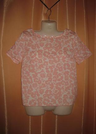 Блузка с нежными розовыми цветочками, new look, 10uk/38eurо, км0973 короткий рукав6 фото