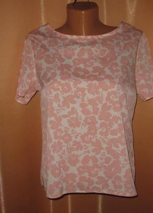 Блузка с нежными розовыми цветочками, new look, 10uk/38eurо, км0973 короткий рукав