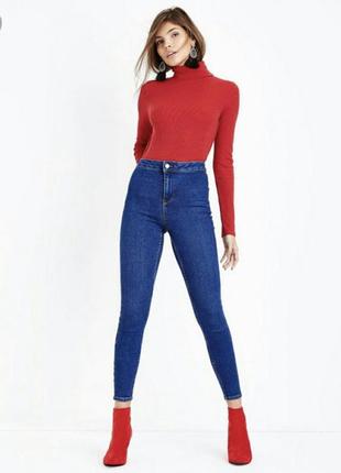 Скинни джинсы высокая посадка яркий цвет1 фото