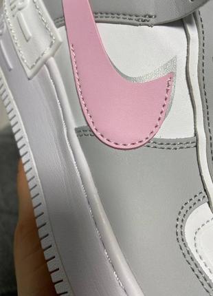 Nike air force shadow pink grey кроссовки найк женские форсы аир форс кеды обувь взуття4 фото