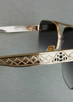 Maybach очки мужские солнцезащитные темно серый градиент в золотой металлической оправе8 фото