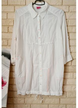 Хлопковая удлиненная белая рубашка george с карманами4 фото