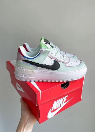 nike DX2653 air force shadow🆕женские кожаные кроссовки найк аир форс🆕белые с разноцветным