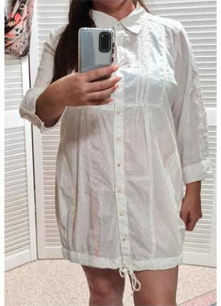 Хлопковая удлиненная белая рубашка george с карманами3 фото