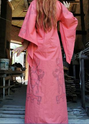 Платье в африканском этно бохо стиле принт лица длинное трапеция коттон хлопок thandeka для фотосессии2 фото