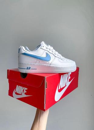 Nike air force🆕женские кожаные кеды-кроссовки найк аир форс🆕белые с голубым