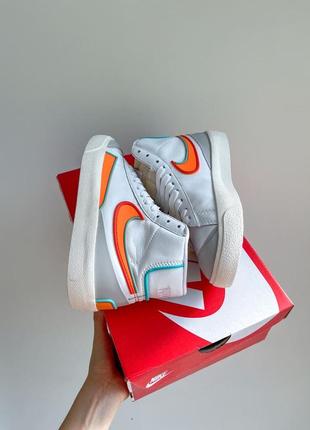 Nike blazer mid 77🆕женские кожаные высокие кроссовки найк блазер🆕белые с оранжевым3 фото