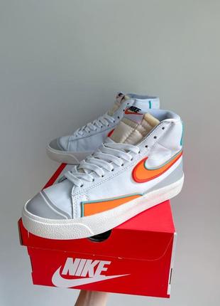 Nike blazer mid 77🆕женские кожаные высокие кроссовки найк блазер🆕белые с оранжевым4 фото