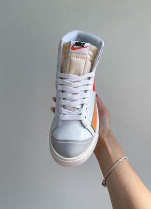 Nike blazer mid 77🆕женские кожаные высокие кроссовки найк блазер🆕белые с оранжевым9 фото
