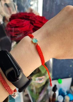 Красная нить с камушком, плетенный браслет на руку, украина , обмен1 фото