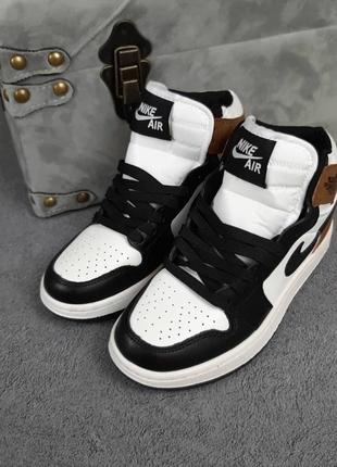 Жіночі кросівки nike air jordan білі з чорним з коричневим знижка sale / жіночі кросівки найк9 фото