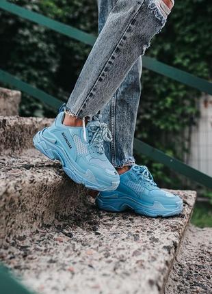 🔥🔥🔥женские кроссовки в стиле balenciaga triple s light blue4 фото