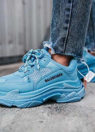 🔥🔥🔥женские кроссовки в стиле balenciaga triple s light blue7 фото