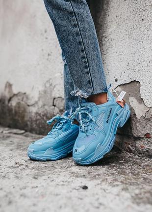 🔥🔥🔥женские кроссовки в стиле balenciaga triple s light blue6 фото