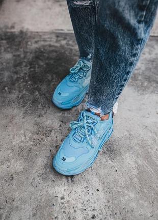 🔥🔥🔥женские кроссовки в стиле balenciaga triple s light blue9 фото