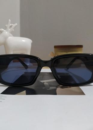 Новые солнцезащитные очки черные узкие геометрия ретро окуляри сонцезахисні чорні тренд6 фото