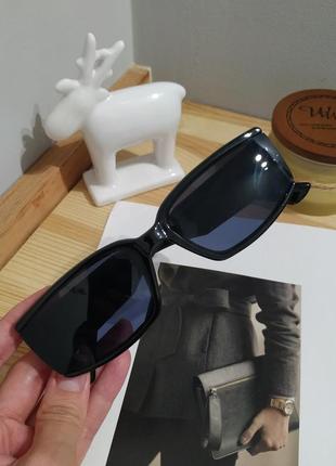 Новые солнцезащитные очки черные узкие геометрия ретро окуляри сонцезахисні чорні тренд9 фото