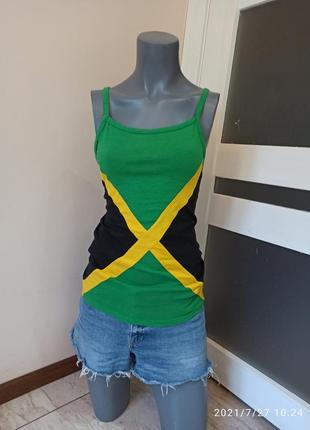 Яскравий топ майка island apparel jamaica р-р m-l/ прапор ямайки1 фото