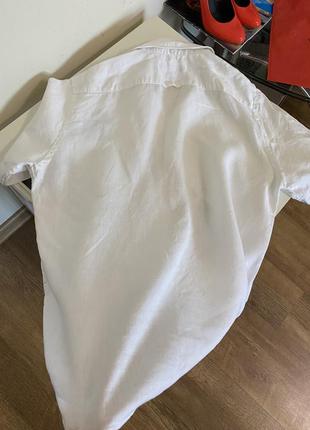 Белая льняная рубашка marc o polo m лён тенниска9 фото