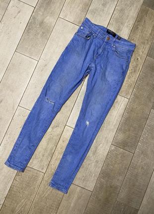 Блакитні скинни джинси,вузькі джинси,розрізи(030)