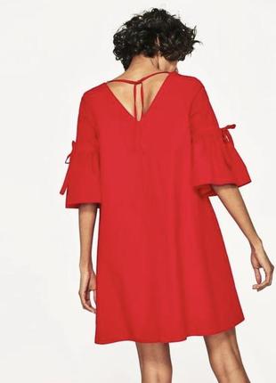 Червоне котонове плаття на підкладці  zara2 фото