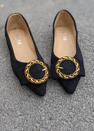 Балетки туфли женские черные3 фото