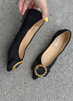 Балетки туфли женские черные2 фото