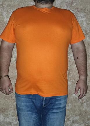 Батальная футболка оранжевая , хлопок100% плотность160 , оранжевая большая унисекс футболка 3xl-5xl