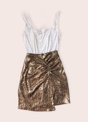 Спідниця zara, блискуча з розрізом, драпірування